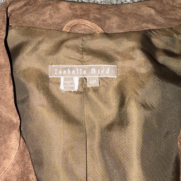 Women's Brown Suede Single-Button Trench Coat - Picture 4 of 12